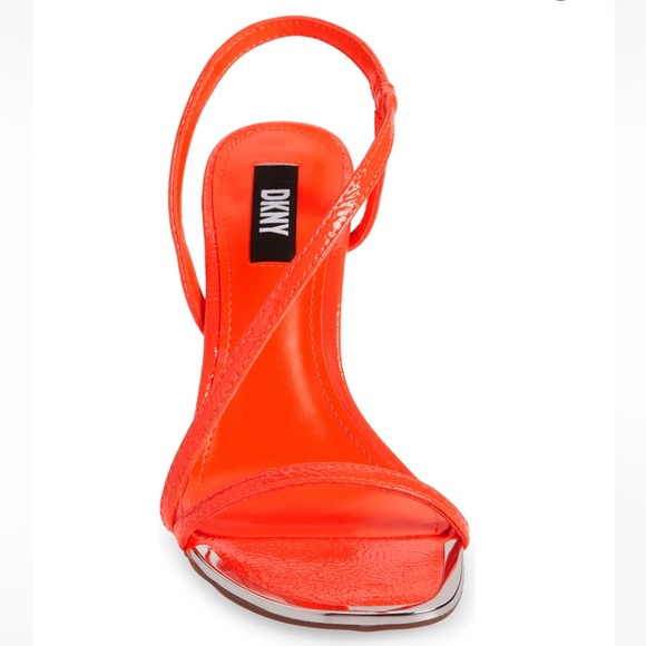 NEW DKNY Danielle Stiletto Sandal Neon Orange Women’s Strap Heels Size 7 or 7.5 - Picture 6 of 6